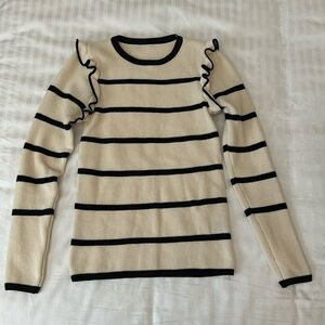 ***Stripe Ruffle Sweater